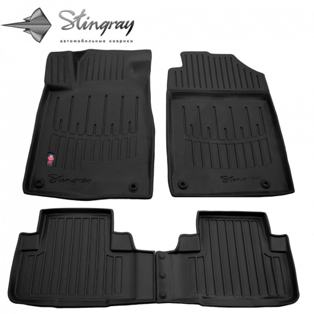 CAR RUBBER FLOOR MATS BLACK HONDA CR-V (2012-2016) 3D STINGRAY