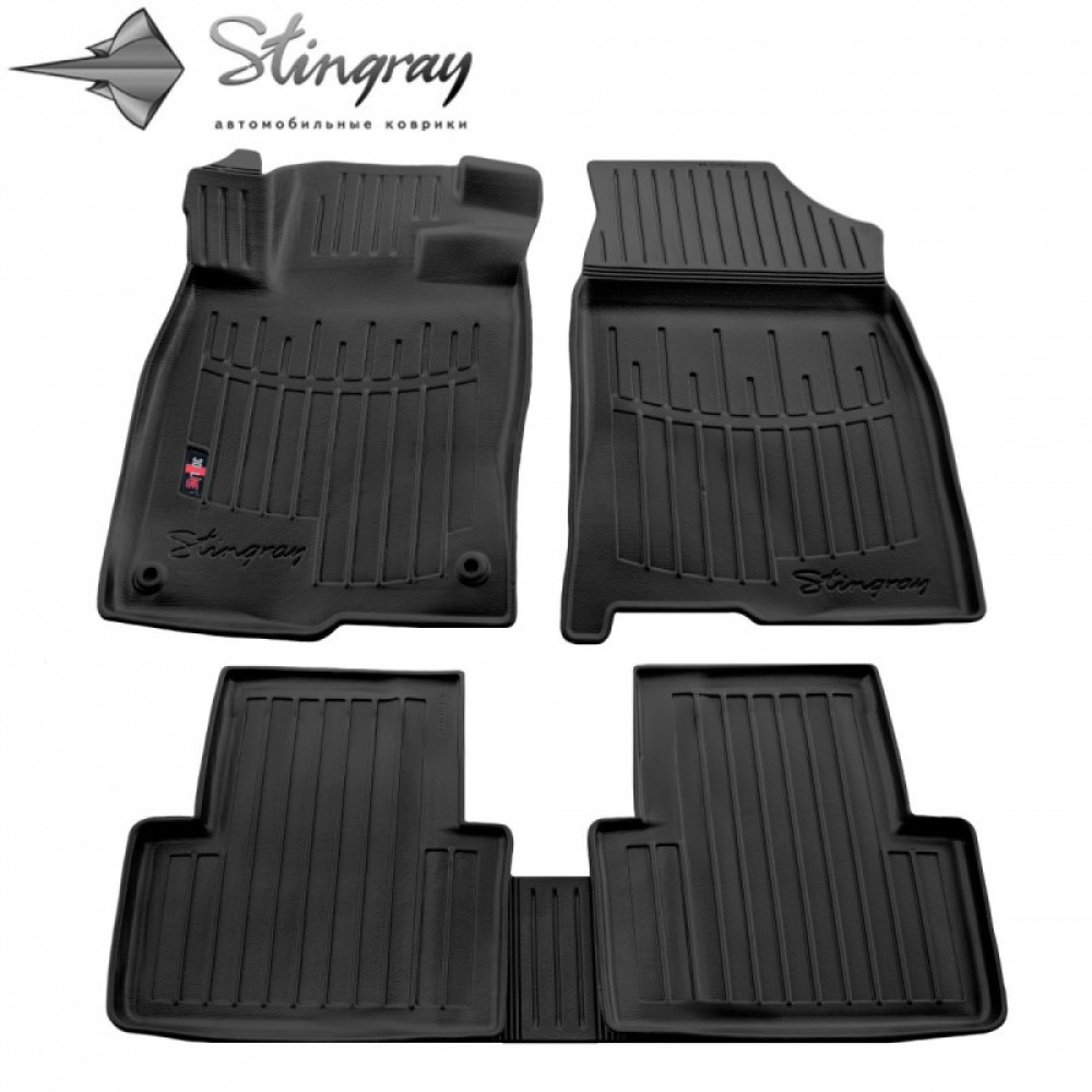 CAR RUBBER FLOOR MATS BLACK HONDA CIVIC (2017-...) 3D STINGRAY