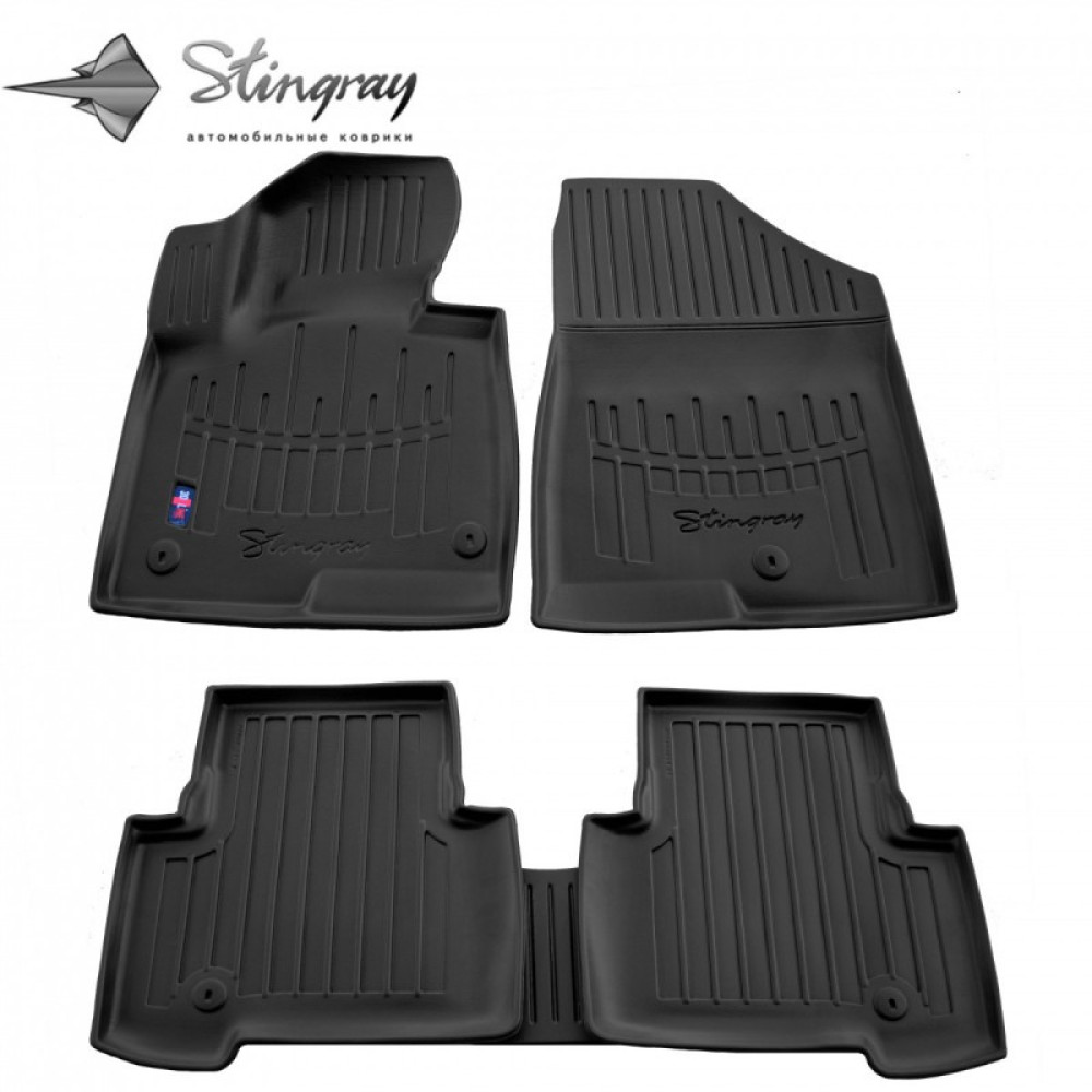 CAR RUBBER FLOOR MATS BLACK HYUNDAI SANTA FE III (2012-2018) 3D STINGRAY