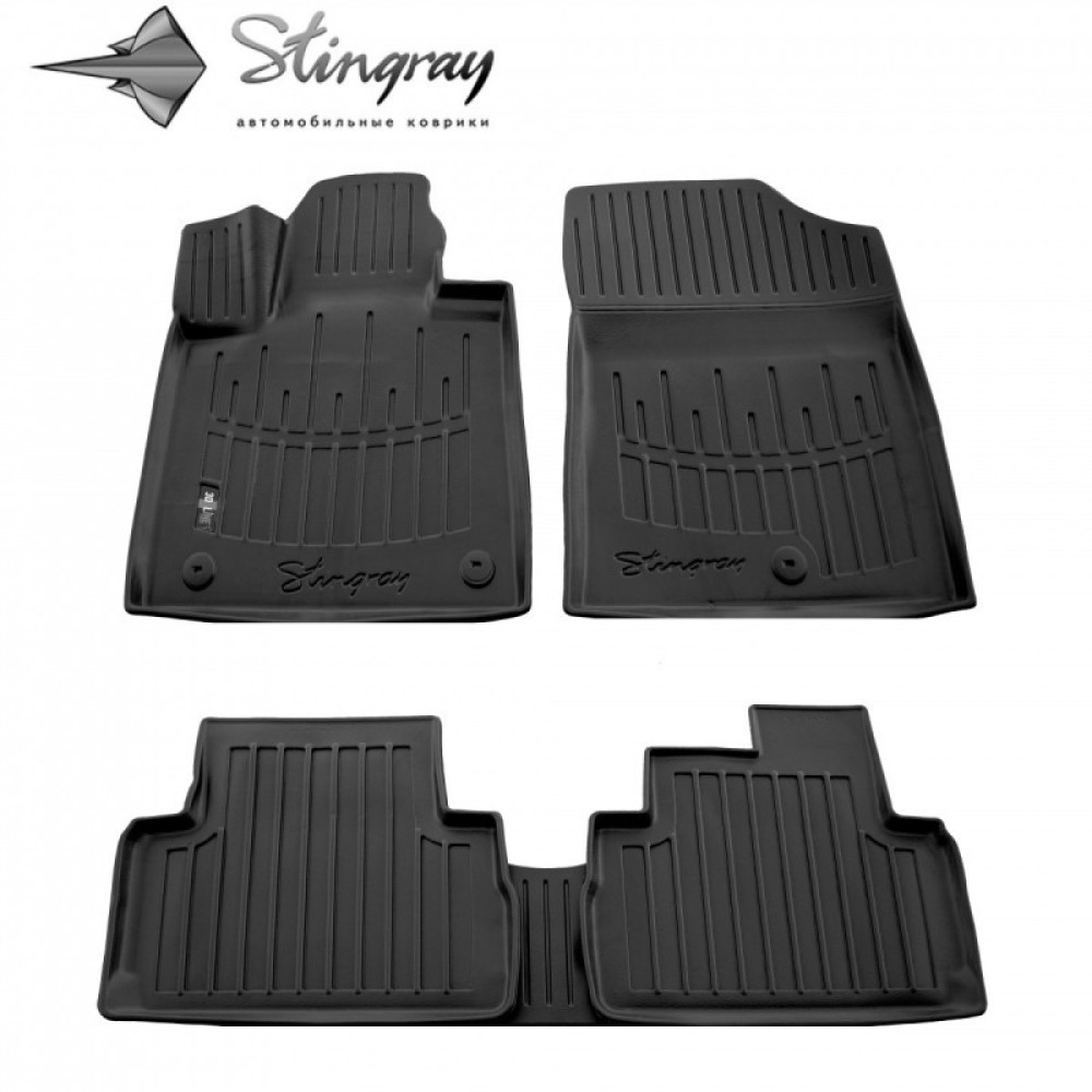 CAR RUBBER FLOOR MATS BLACK HYUNDAI SANTA FE IV  (2020-...) 3D STINGRAY