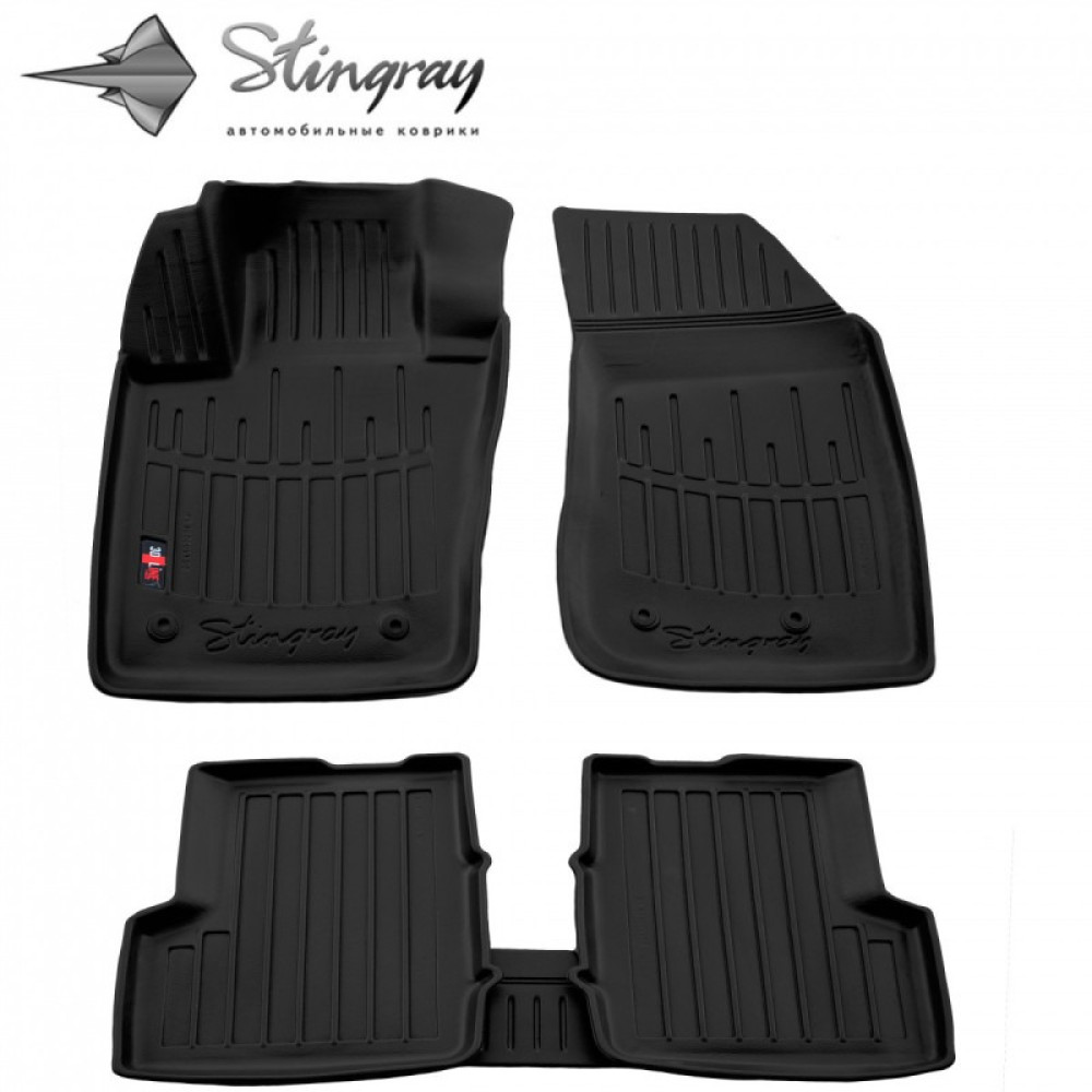 CAR RUBBER FLOOR MATS BLACK FIAT 500X (2014-...) 3D STINGRAY