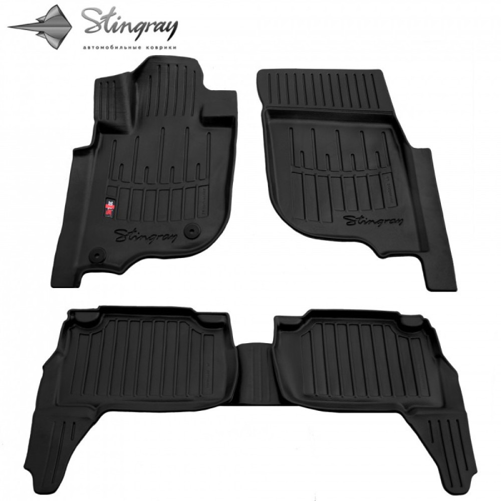 CAR RUBBER FLOOR MATS BLACK FIAT FULLBACK (2016-...) 3D STINGRAY