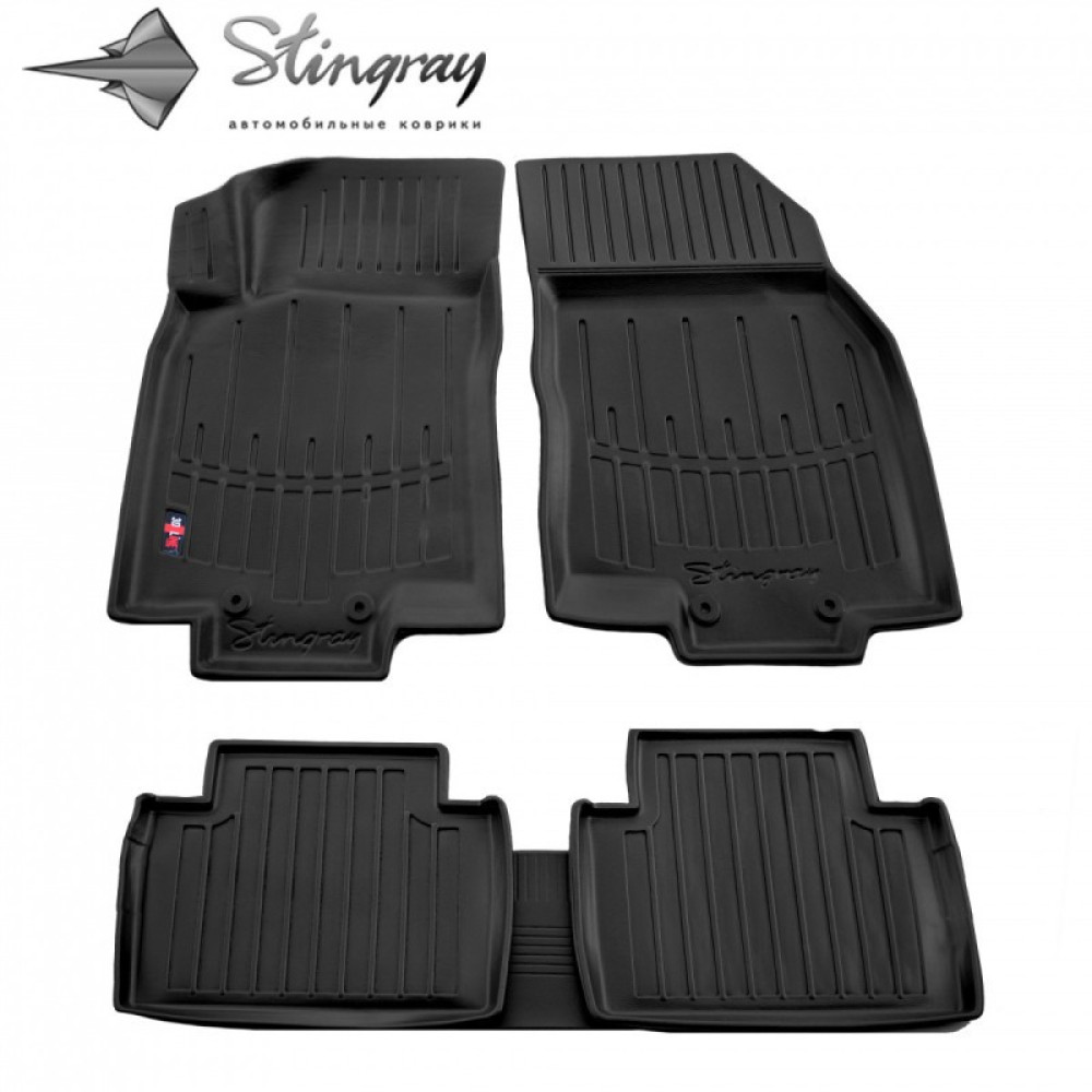 CAR RUBBER FLOOR MATS BLACK NISSAN X-TRAIL III (2014-2020) 3D STINGRAY