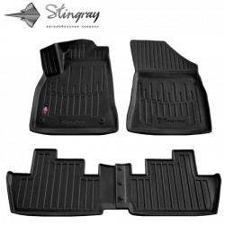 CAR RUBBER FLOOR MATS BLACK PEUGEOT 3008 (2009-2016) 3D STINGRAY