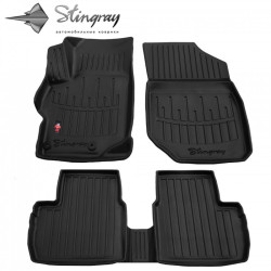 CAR RUBBER FLOOR MATS BLACK  PEUGEOT 301 (2012-...) 3D STINGRAY