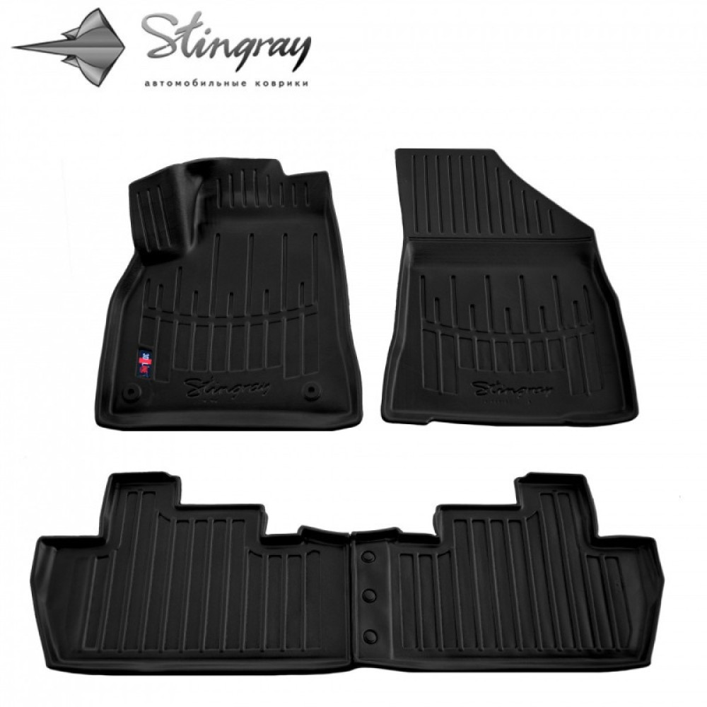 CAR RUBBER FLOOR MATS BLACK PEUGEOT 5008 (2008-2017) 3D STINGRAY