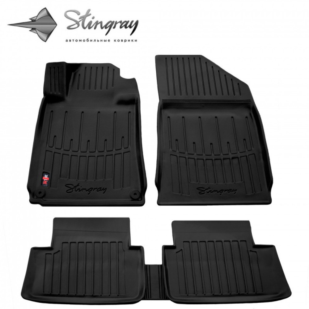 CAR RUBBER FLOOR MATS BLACK PEUGEOT 508 I (2010-2018) 3D STINGRAY