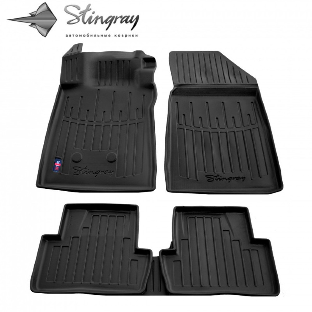 CAR RUBBER FLOOR MATS BLACK RENAULT CLIO III (2005-2012) 3D STINGRAY
