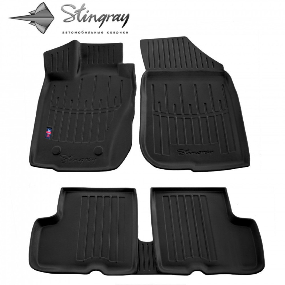 CAR RUBBER FLOOR MATS BLACK DACIA DUSTER I (2010-2018) 3D STINGRAY