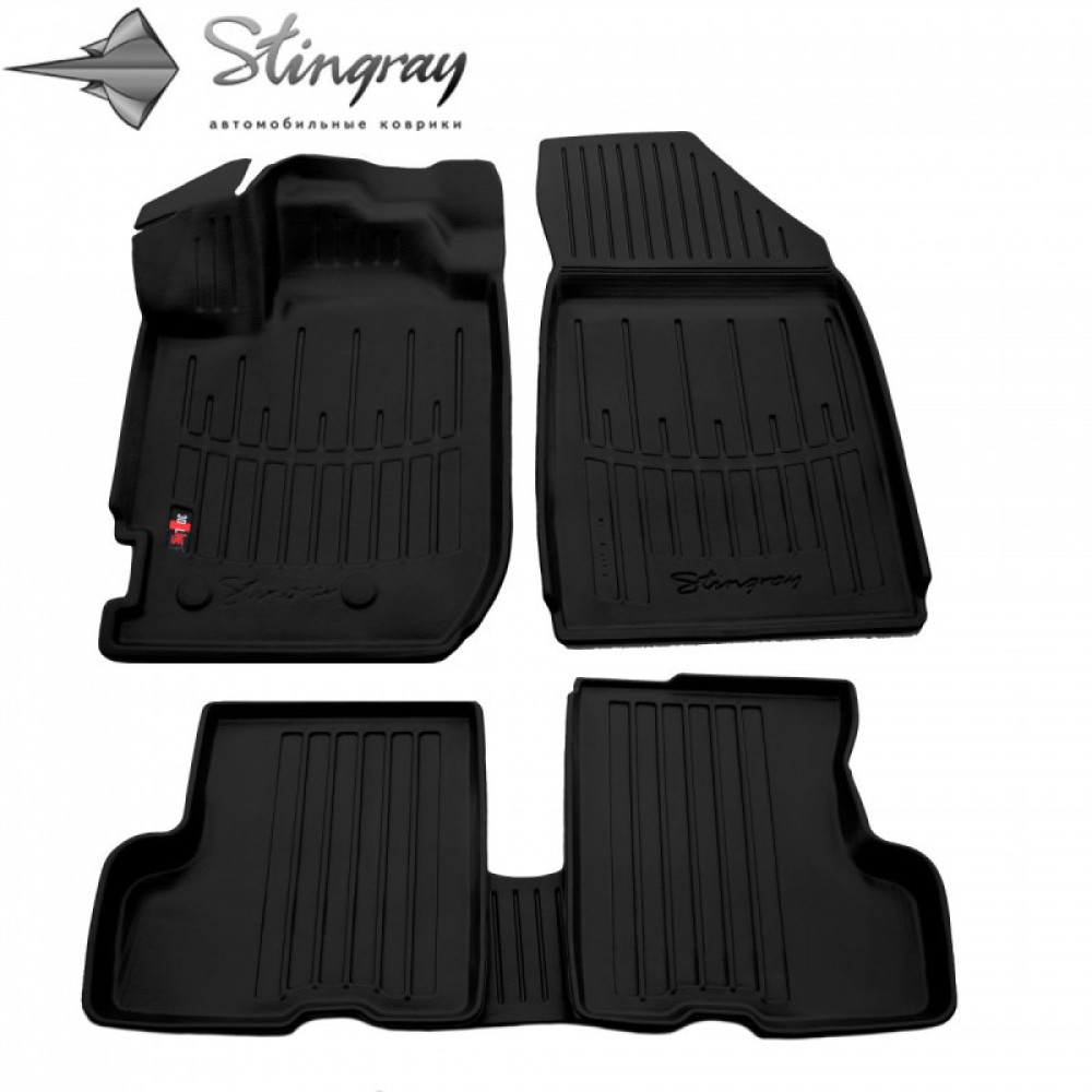 CAR RUBBER FLOOR MATS BLACK DACIA DUSTER II (2018-...) 3D STINGRAY