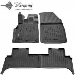 CAR RUBBER FLOOR MATS BLACK RENAULT GRAND SCENIC III (2009-2016) 3D STINGRAY
