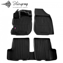 CAR RUBBER FLOOR MATS BLACK DACIA LOGAN (2012-...) 3D STINGRAY