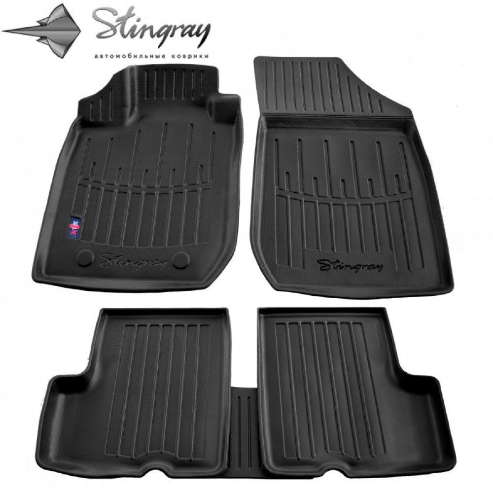 CAR RUBBER FLOOR MATS BLACK DACIA LOGAN MCV (2006–2012) 3D STINGRAY