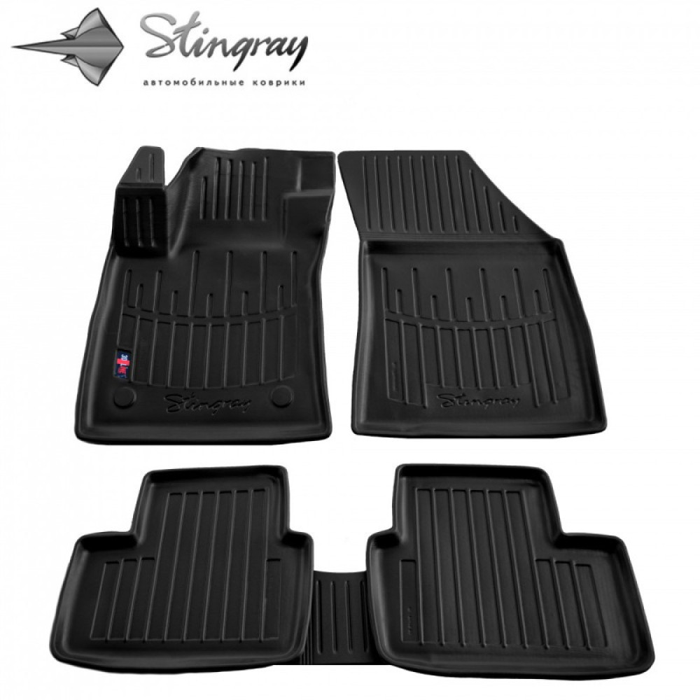 CAR RUBBER FLOOR MATS BLACK  RENAULT MEGANE IV (2015-...) 3D STINGRAY