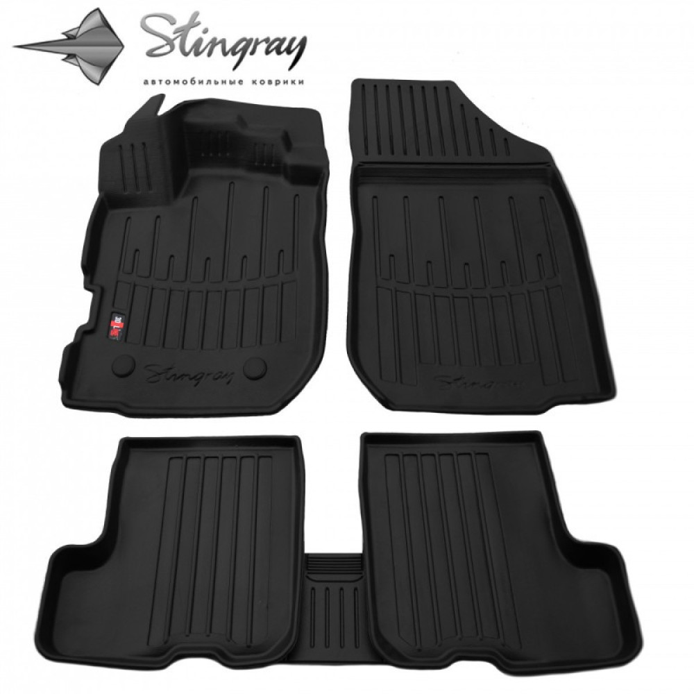 CAR RUBBER FLOOR MATS BLACK DACIA SANDERO II (2012-2020) 3D STINGRAY