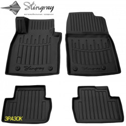 CAR RUBBER FLOOR MATS BLACK RENAULT SCENIC III (2009-2016) 3D STINGRAY