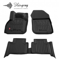 CAR RUBBER FLOOR MATS BLACK RENAULT ZOE (2018-...) 3D STINGRAY
