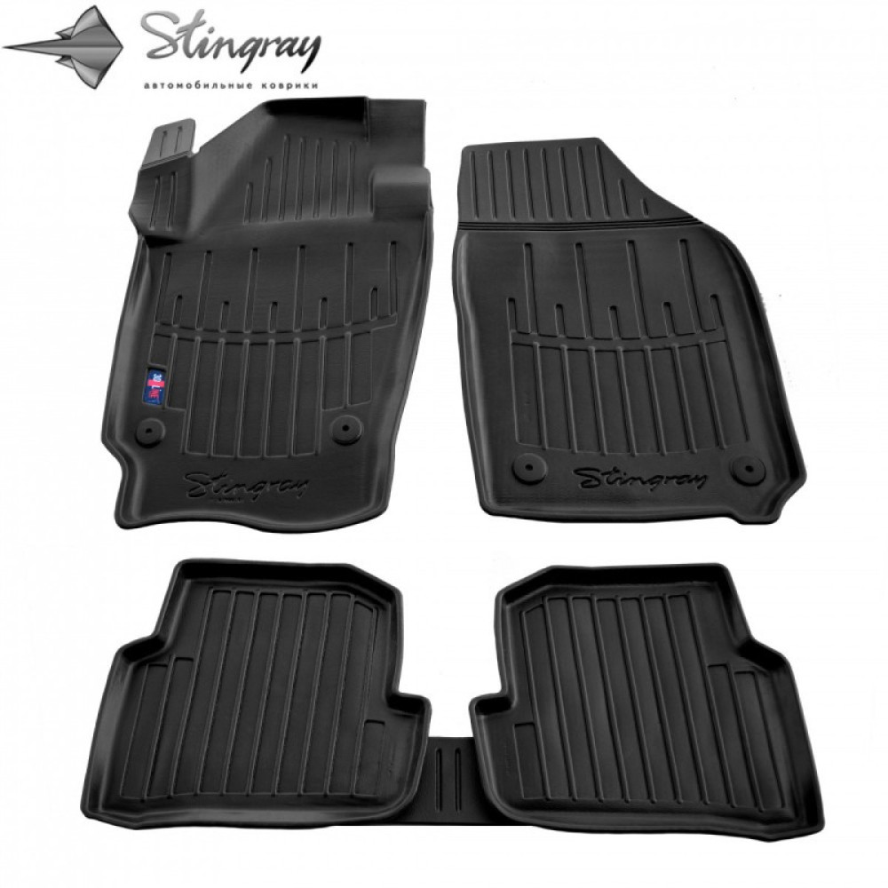 CAR RUBBER FLOOR MATS BLACK SKODA FABIA III (2014-...) 3D STINGRAY