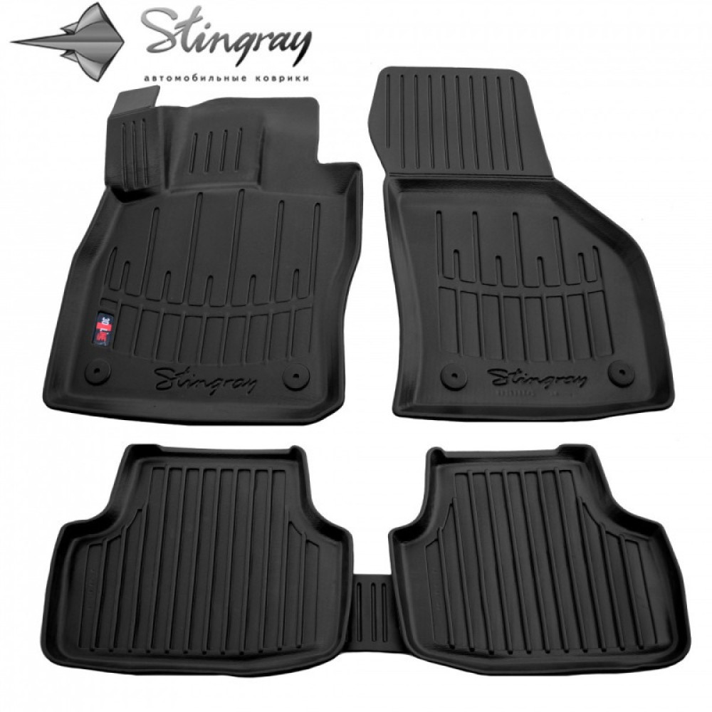 CAR RUBBER FLOOR MATS BLACK SKODA OCTAVIA III (2013-2020) 3D STINGRAY