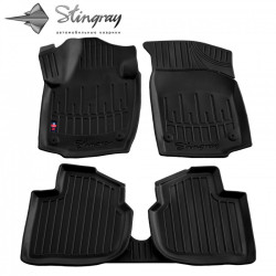 CAR RUBBER FLOOR MATS BLACK SEAT TOLEDO IV (2012-2019) 3D STINGRAY