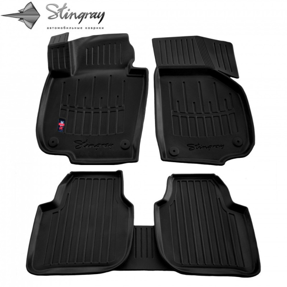 CAR RUBBER FLOOR MATS BLACK SKODA SUPERB ІІ (3T) (2008-2015) 3D STINGRAY