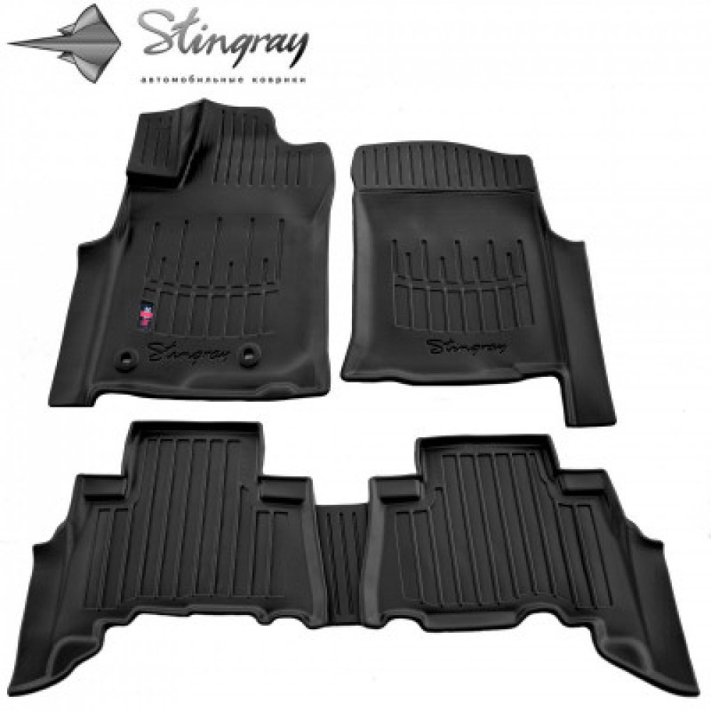 CAR RUBBER FLOOR MATS BLACK TOYOTA LAND CRUISER 150 (2009-...) 3D STINGRAY
