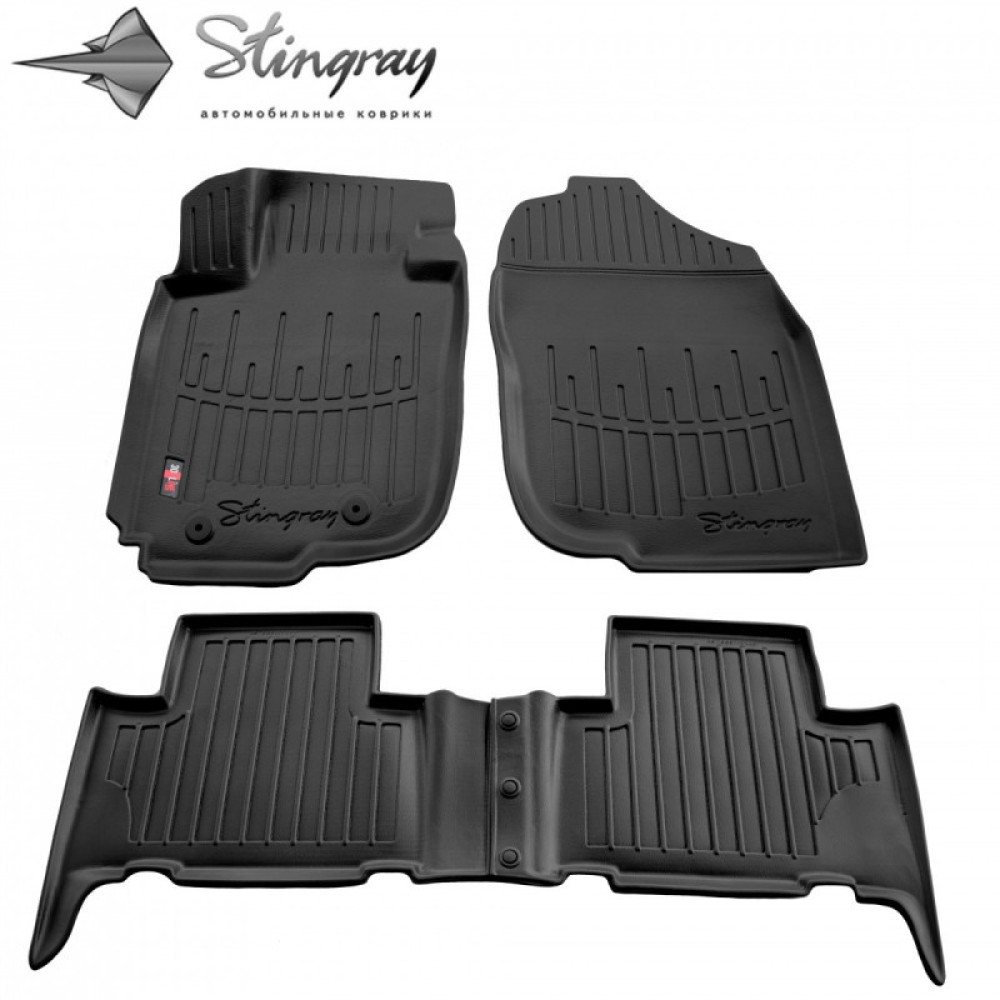 CAR RUBBER FLOOR MATS BLACK TOYOTA RAV 4 (2006-2012) 3D STINGRAY