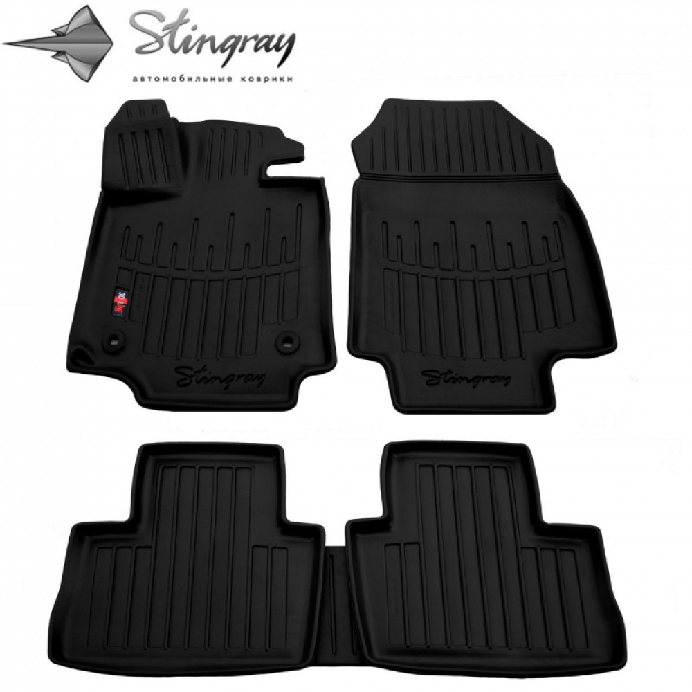 CAR RUBBER FLOOR MATS BLACK TOYOTA RAV 4 (2018-...) 3D STINGRAY