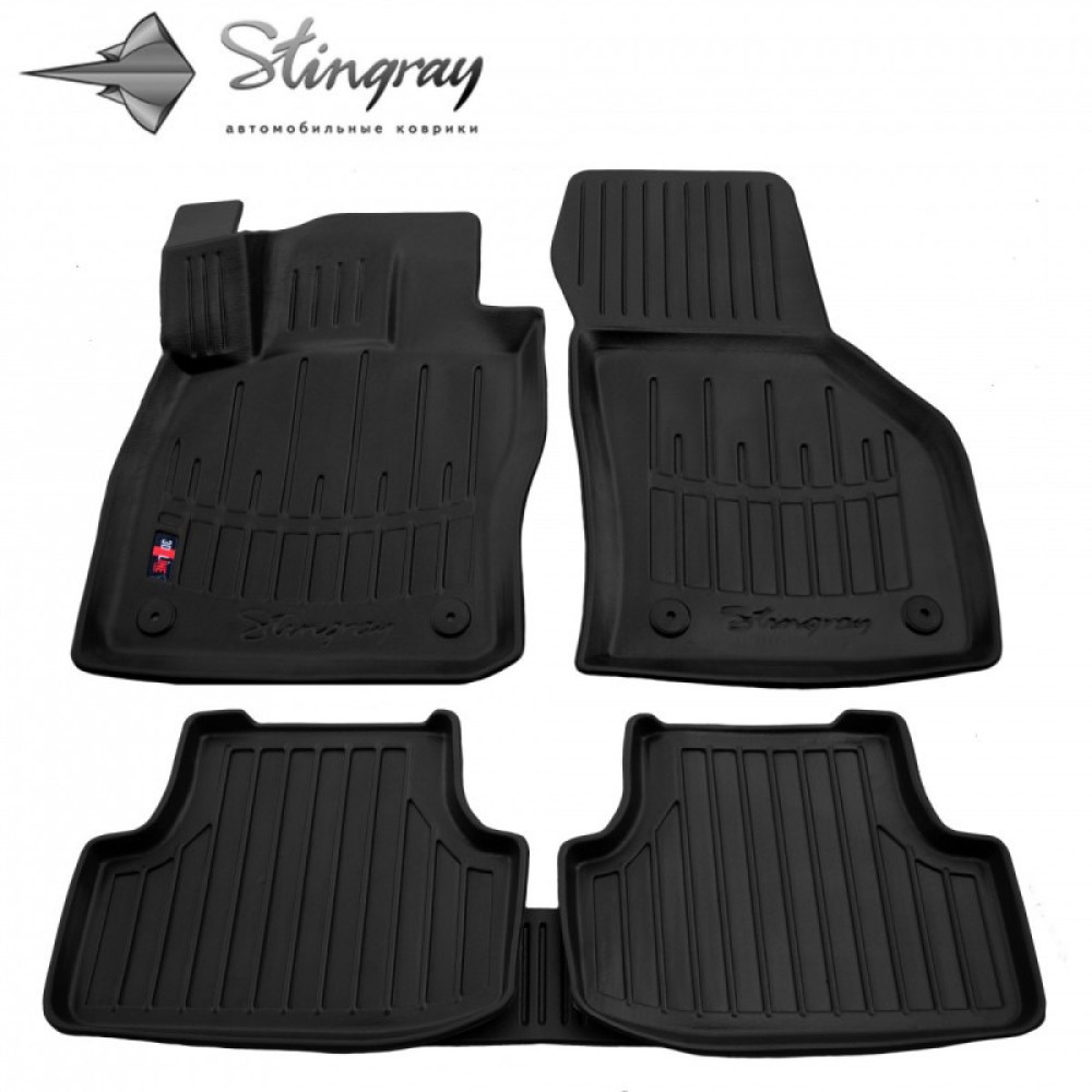 CAR RUBBER FLOOR MATS BLACK SEAT LEON III (2012-2019) 3D STINGRAY