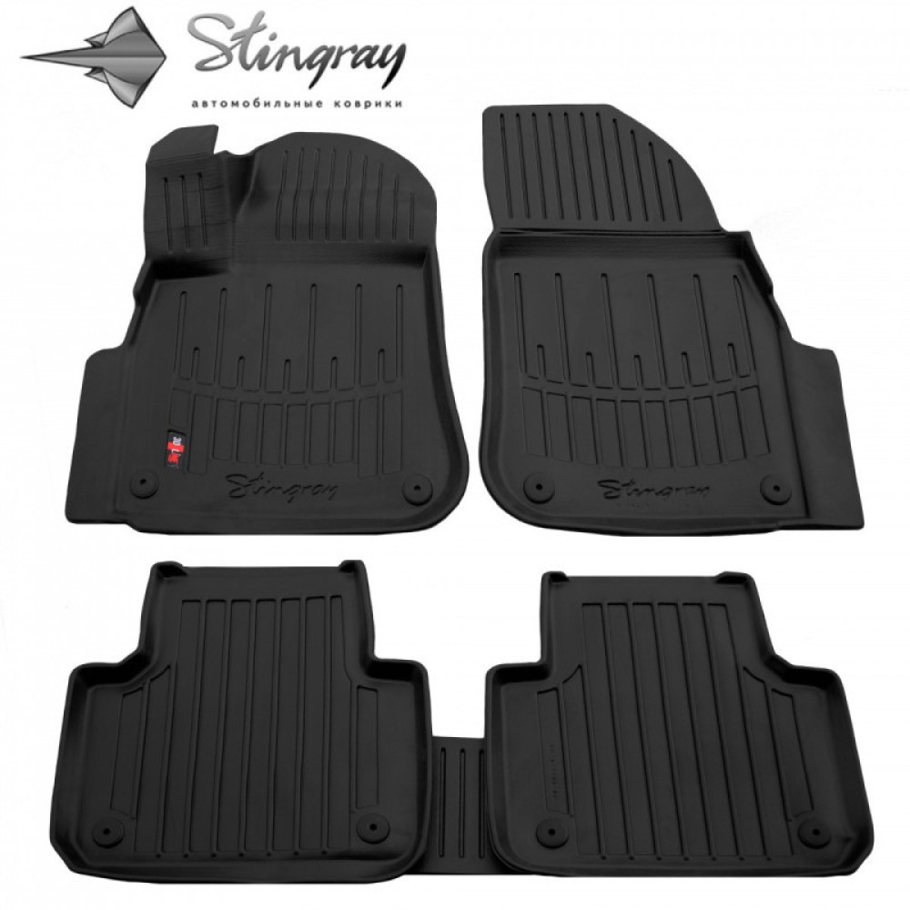 CAR RUBBER FLOOR MATS BLACK VOLKSWAGEN TOUAREG III (2018-...) 3D STINGRAY
