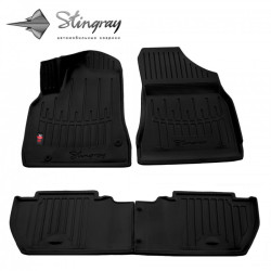CAR RUBBER FLOOR MATS BLACK PEUGEOT PARTNER II (2008-2018) 3D STINGRAY