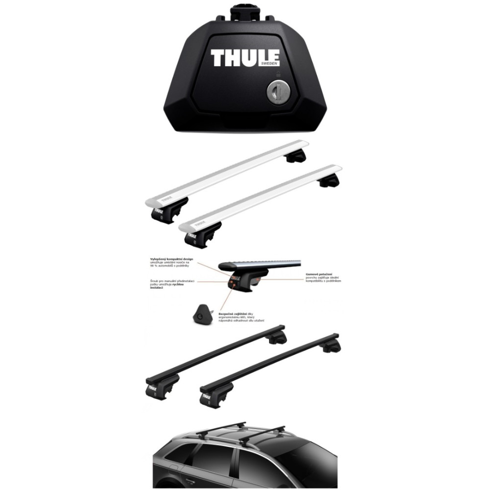 Barras de techo THULE SKODA OCTAVIA III COMBI con raíles de techo (2013-2020) CONJUNTOS, DIFERENTES OPCIONES