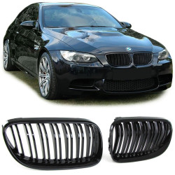 Parrillas delanteras en negro brillante BMW 3 E92/E93 pre-facelift Doble Franja Piano Black (2006-2009)