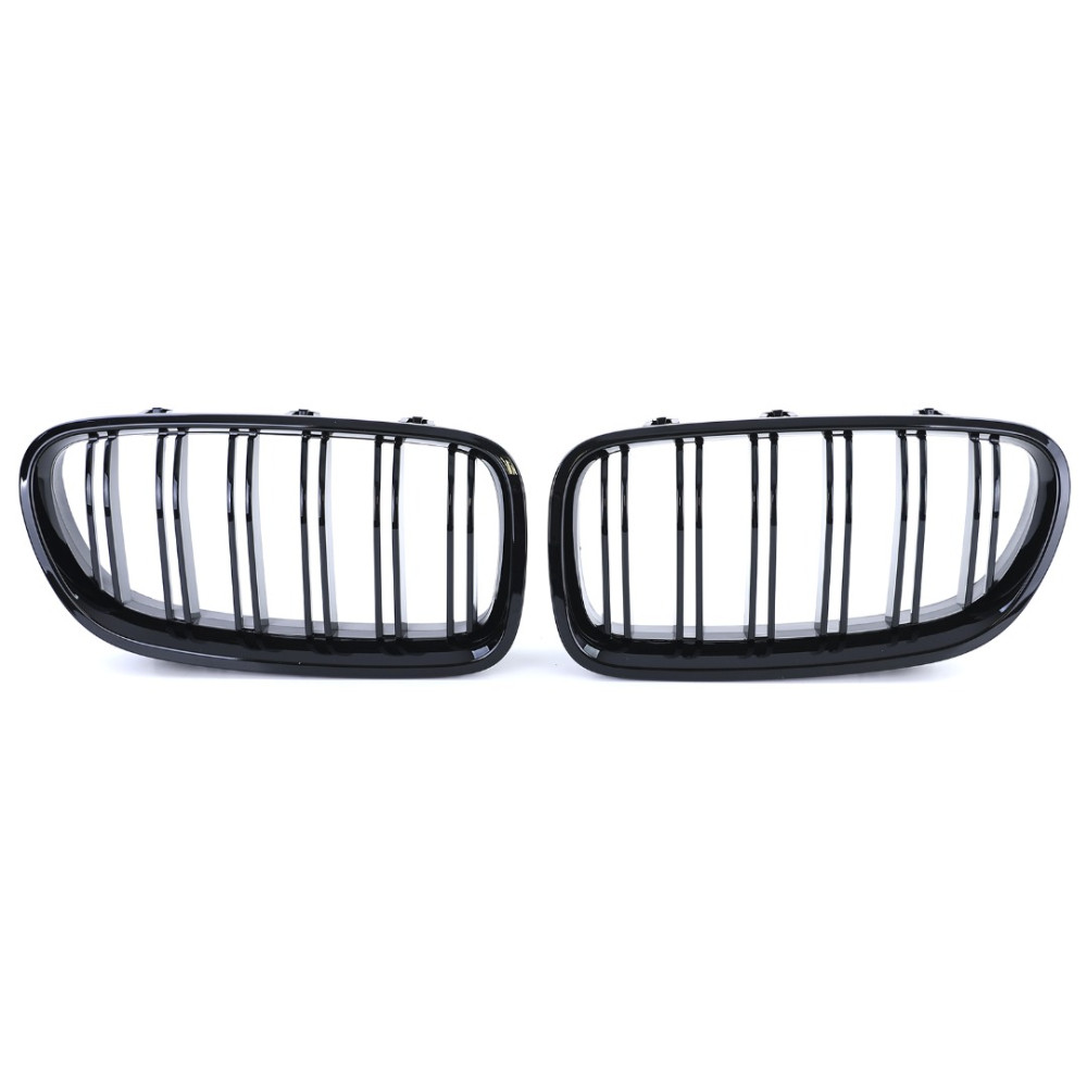Front grills black gloss BMW 5 F10/F11 Double Stripe M Design Piano Black (2010-2016)