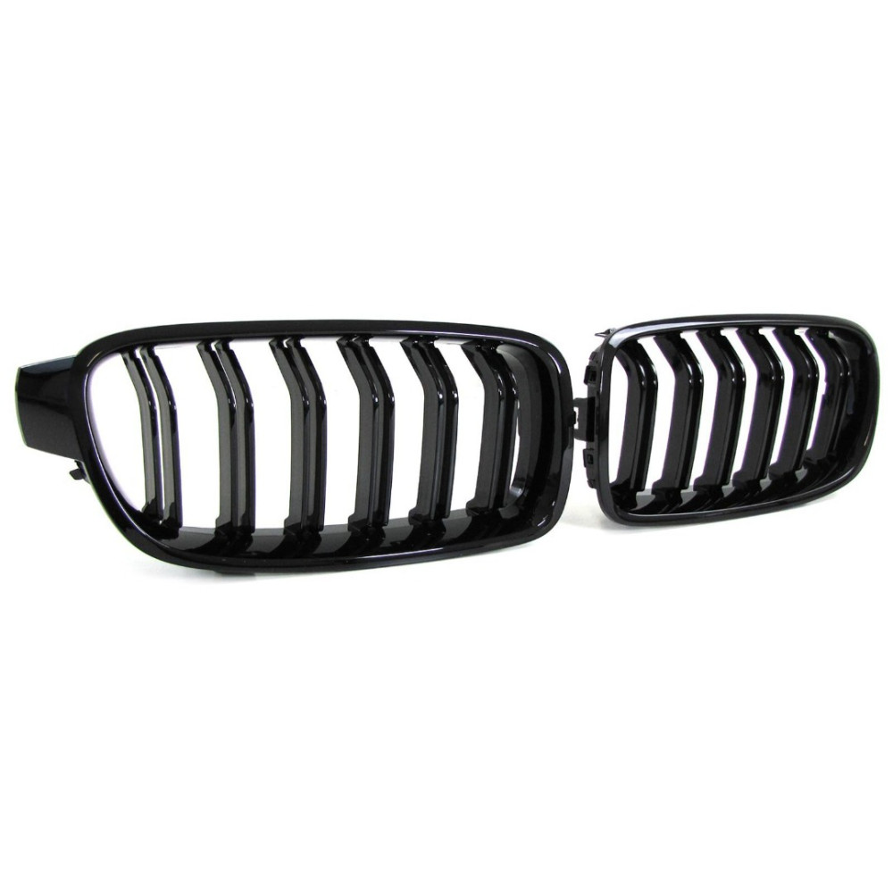 Front grills black gloss BMW 3 F30/F31 Double Stripe M Design Piano Black (2012-2018)