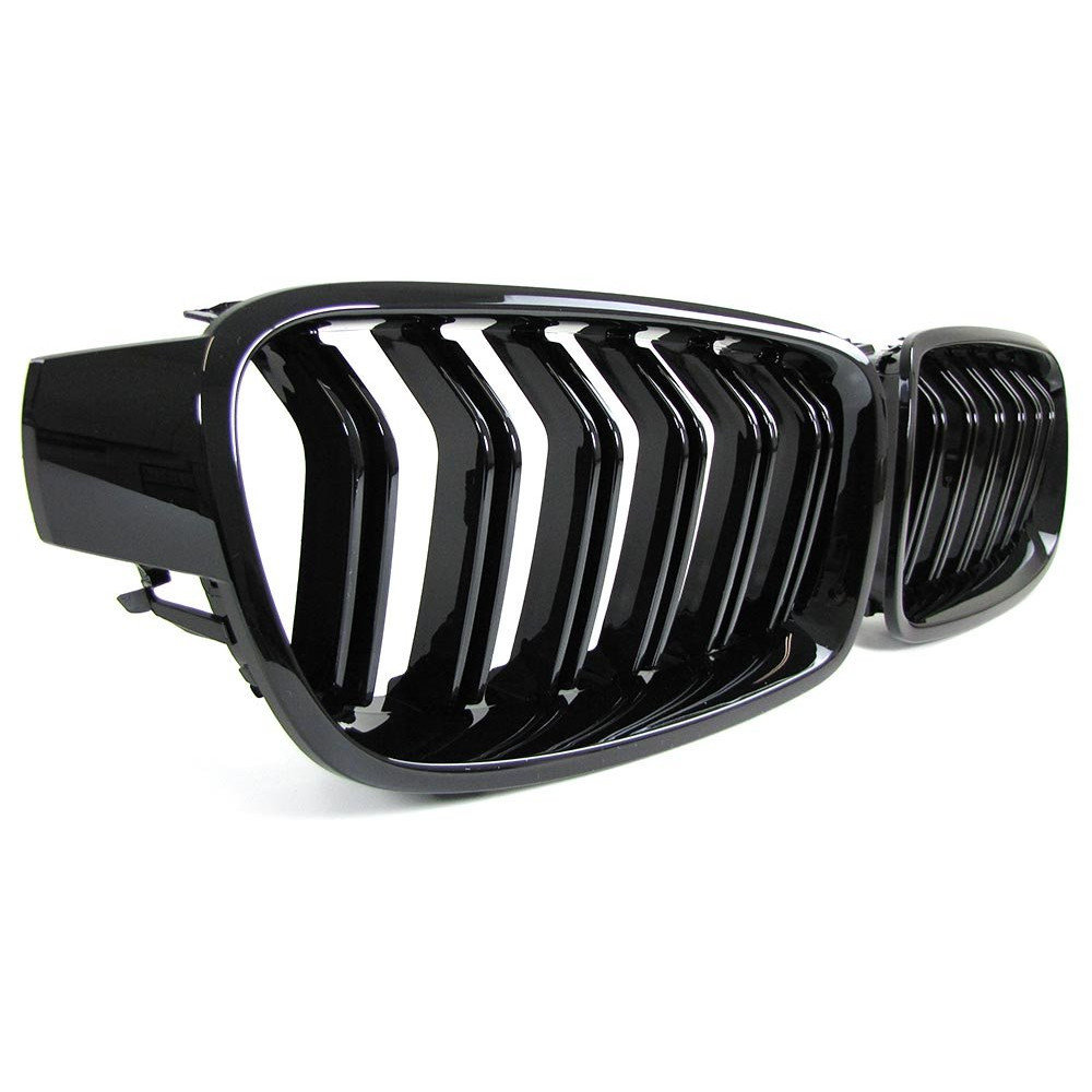 Front grills black gloss BMW 3 F30/F31 Double Stripe M Design Piano Black (2012-2018)