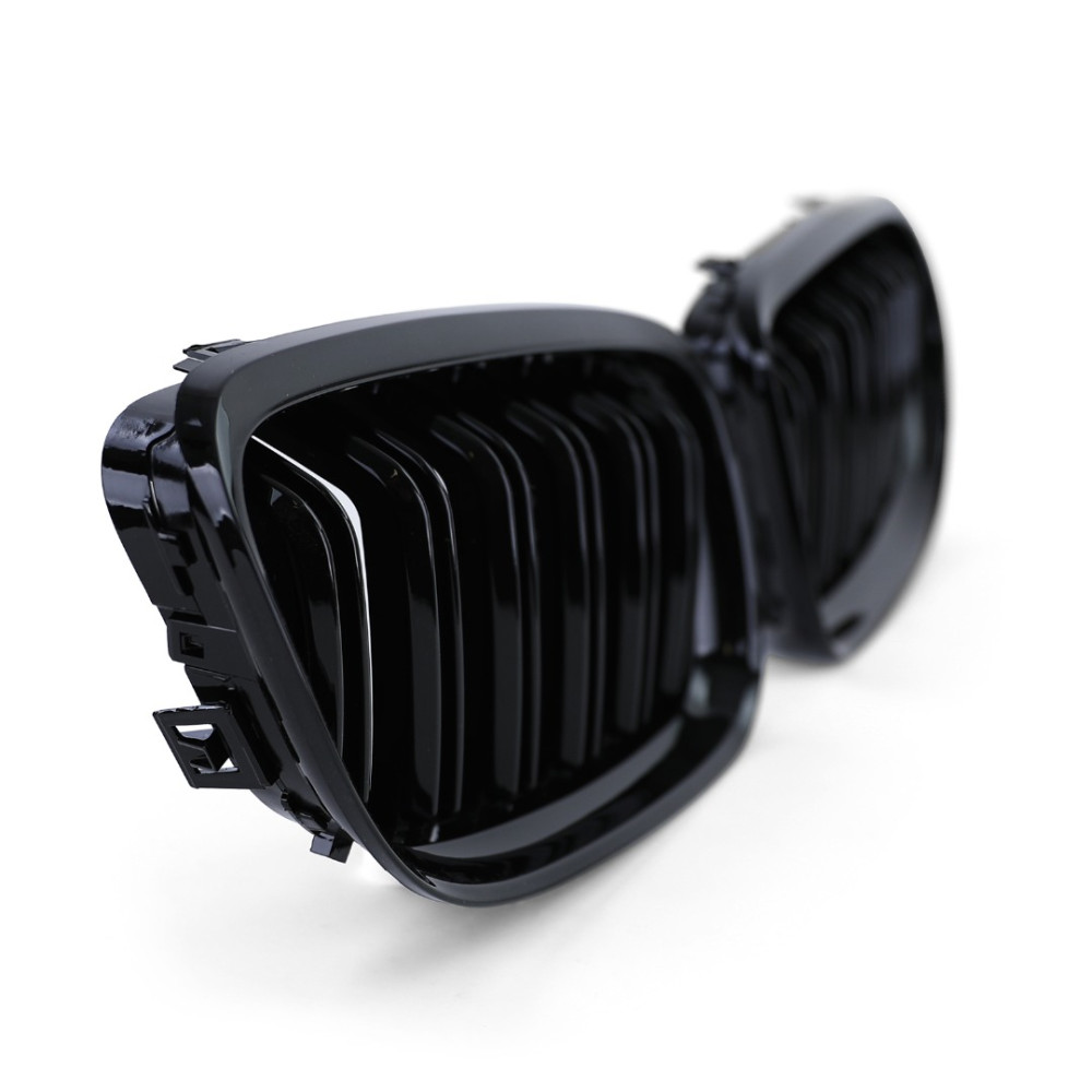 Front grills black gloss BMW 3 E90/E91 Facelift Double Stripe M Design Piano Black (2008-2011)