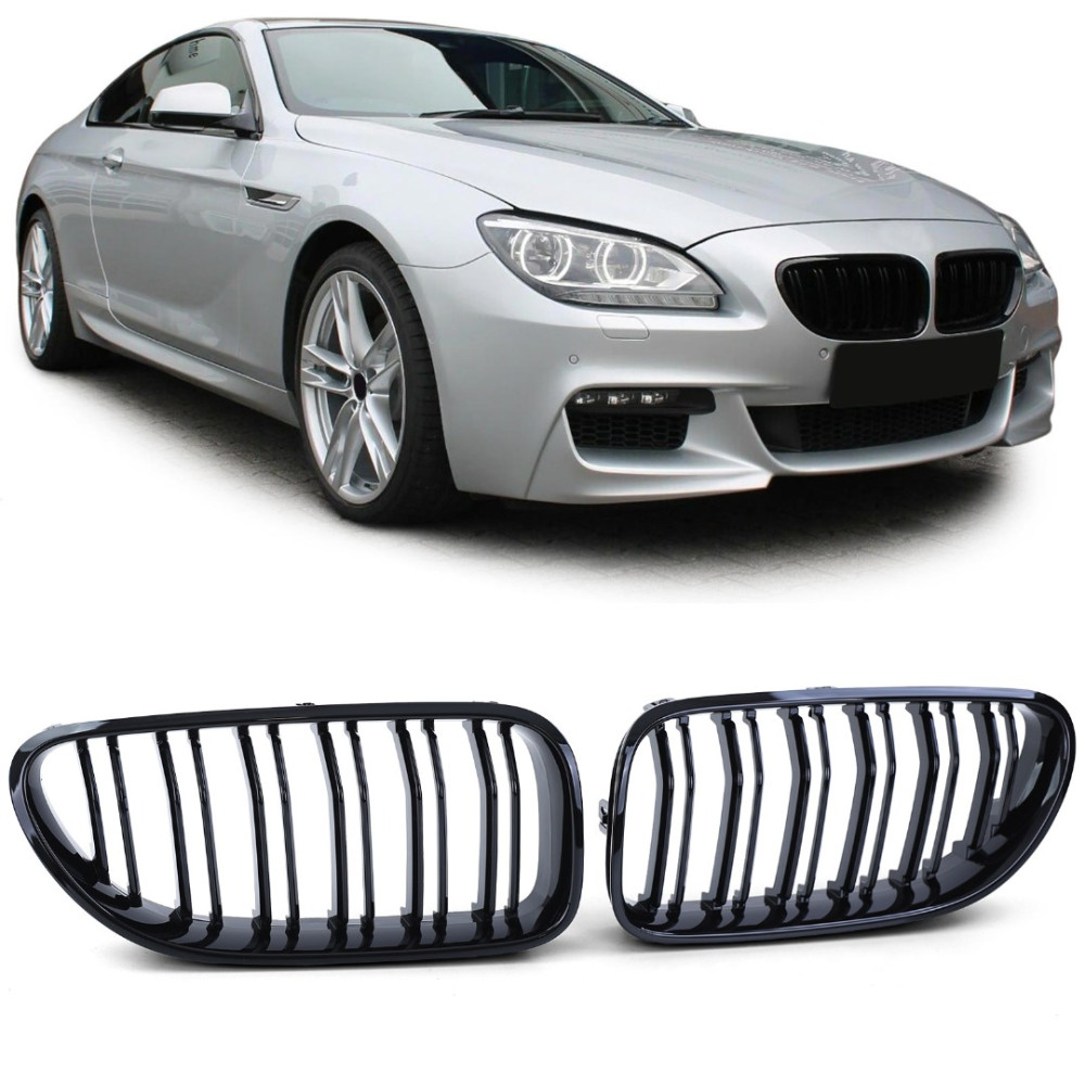 Front grills black gloss BMW 6 Serie F06/F12/F13 Double Stripe (2012-...) 40403