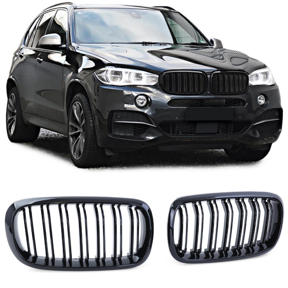 Front grills black gloss BMW X5/X6 F15/F16 Double Stripe Black Gloss (2014-2019)