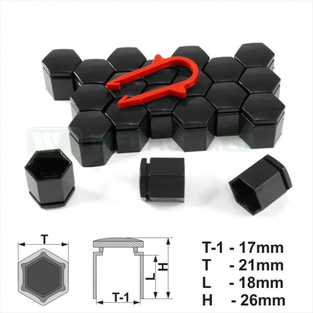 BOLT/NUT CAPS BLACK 17MM RD-1703 (20 PCS.)