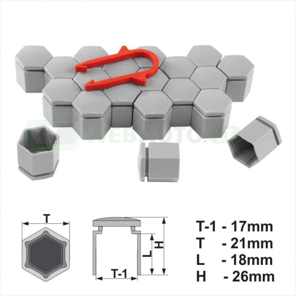 BOLT/NUT CAPS GREY 17MM RD-1702 (20 PCS.)