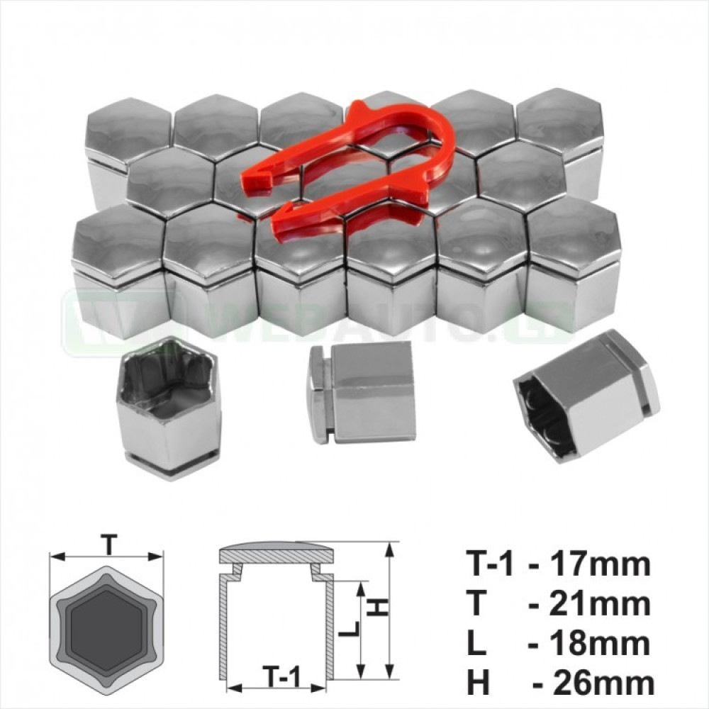 BOLT/NUT CAPS CHROME 17MM RD-1701 (20 PCS.)