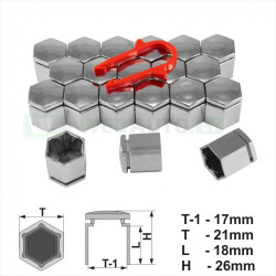 BOLT/NUT CAPS CHROME 17MM RD-1701 (20 PCS.)