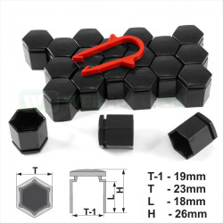 BOLT/NUT CAPS BLACK 19MM RD-1903 (20 PCS.)