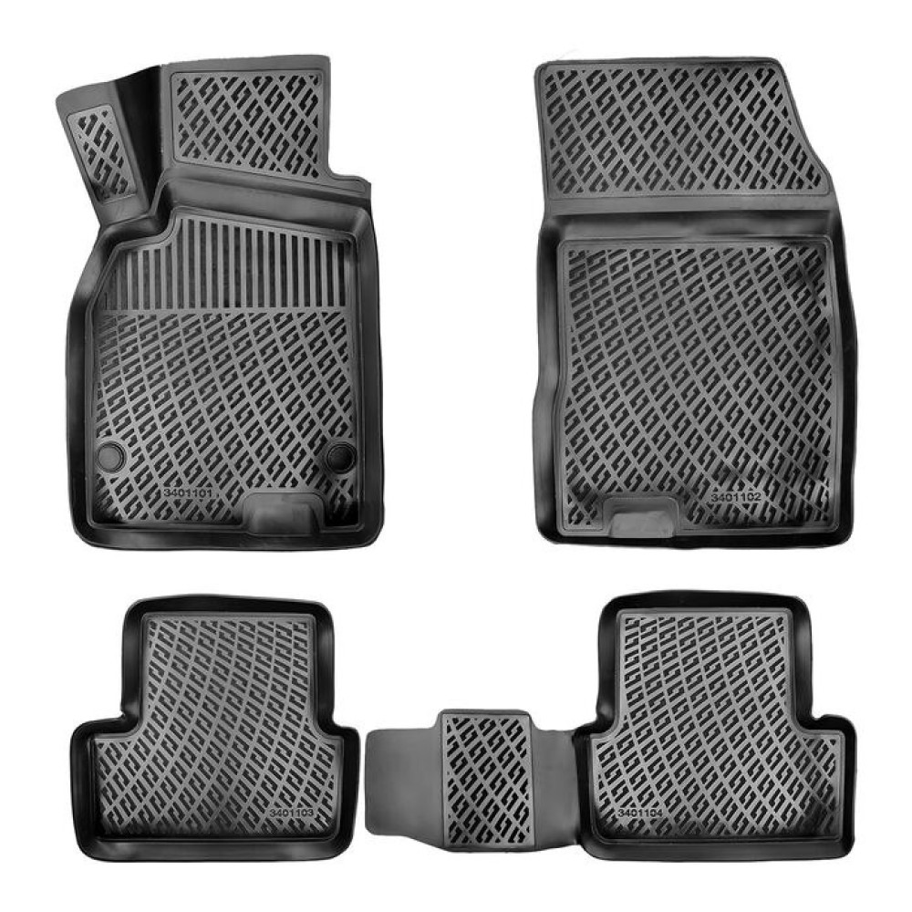 CAR RUBBER FLOOR MATS BLACK 3D RENAULT MEGANE III Grandtour (2008-2016) RIZLINE