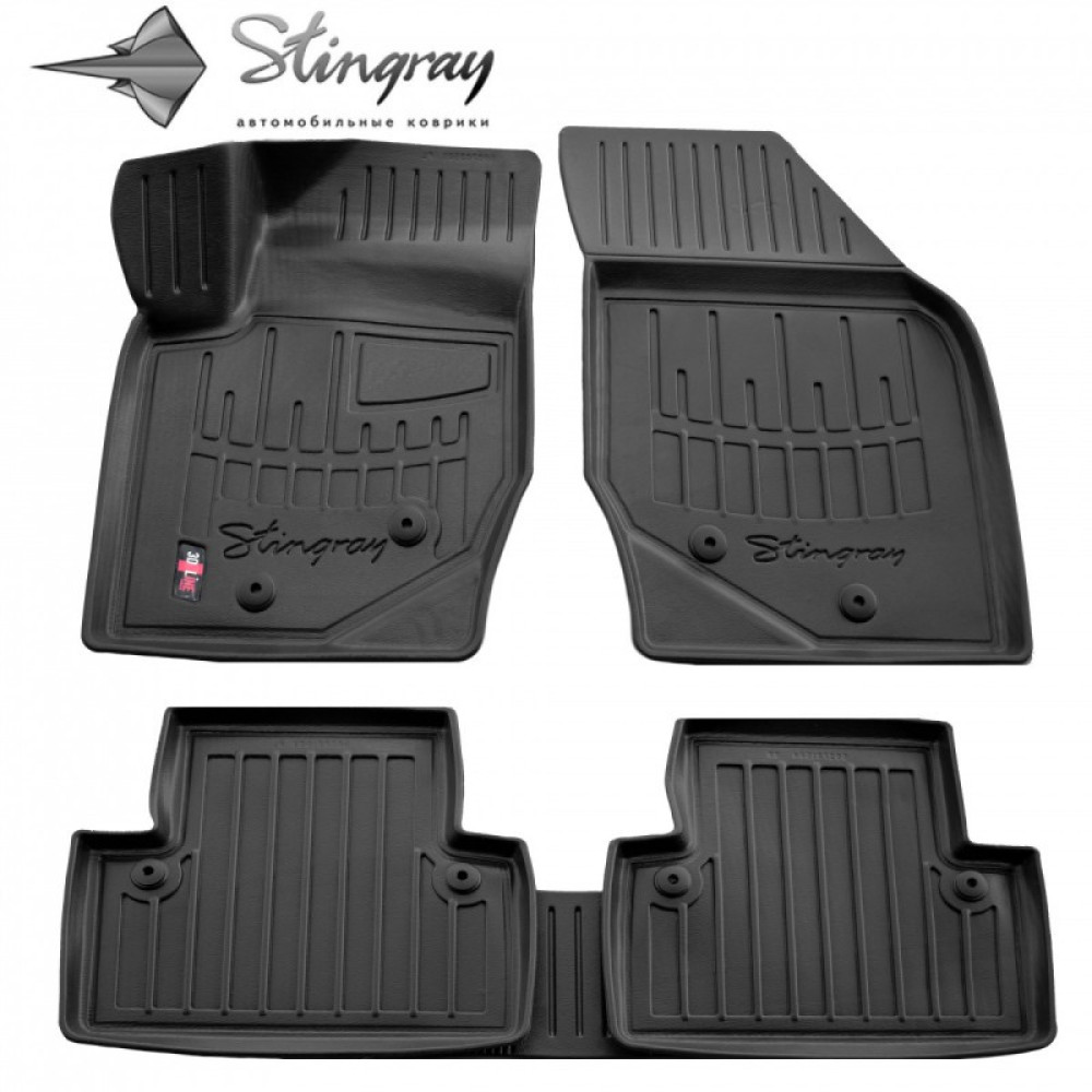 CAR RUBBER FLOOR MATS BLACK VOLVO XC90 (2002-2014) 3D STINGRAY