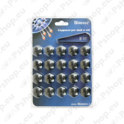 Wheel bolt/nut black caps 17mm BIMECC (20 pcs.)