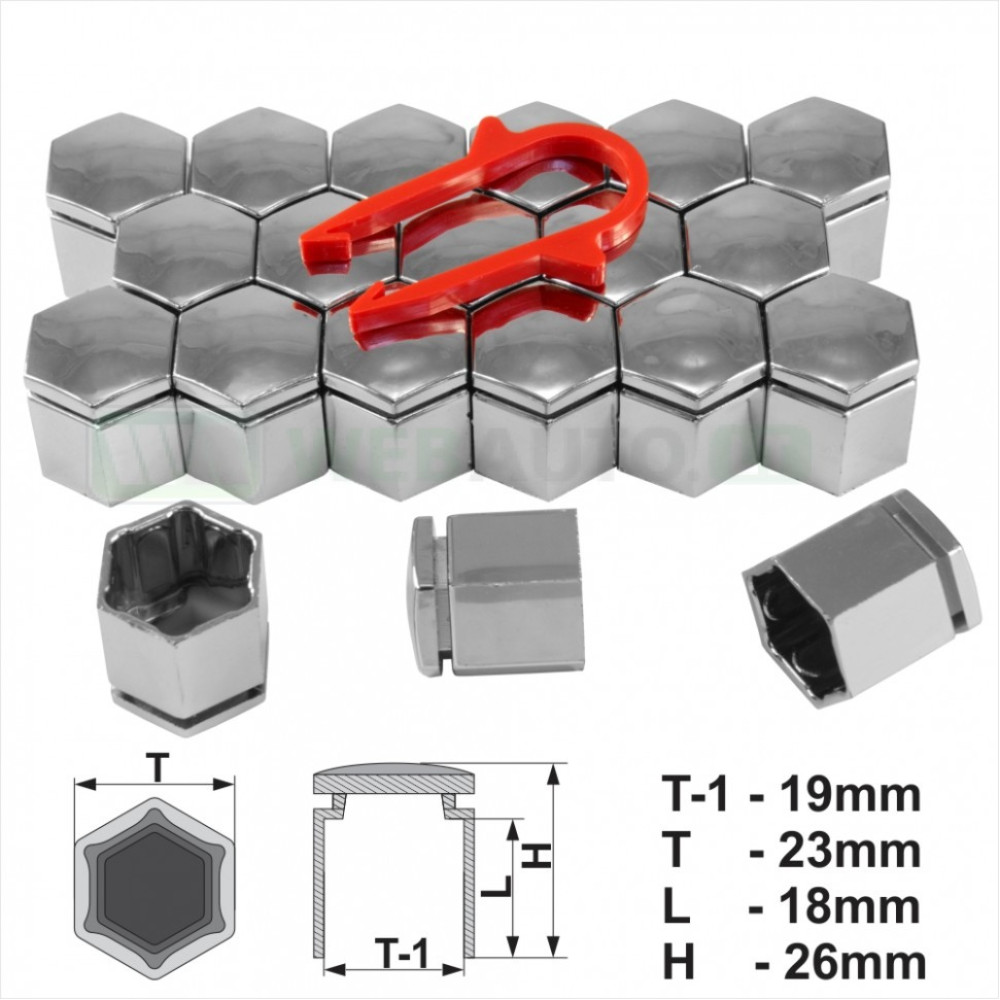 BOLT/NUT CAPS CHROME 19MM RD-1901 (20 PCS.)