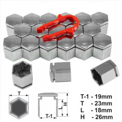 BOLT/NUT CAPS CHROME 19MM RD-1901 (20 PCS.)