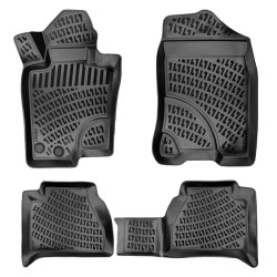 CAR RUBBER FLOOR MATS BLACK 3D  RENAULT ALASKAN (2016-...) RIZLINE